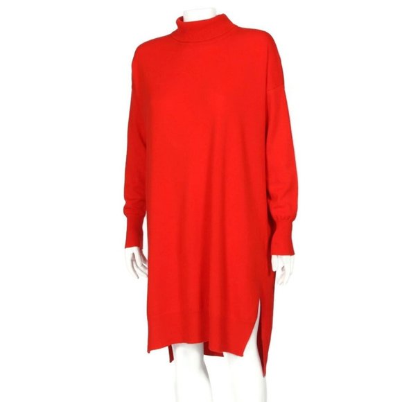 DEMYLEE 100% Cashmere Red Turtleneck Kickback Sweater Dress size XS /174 - Picture 5 of 6